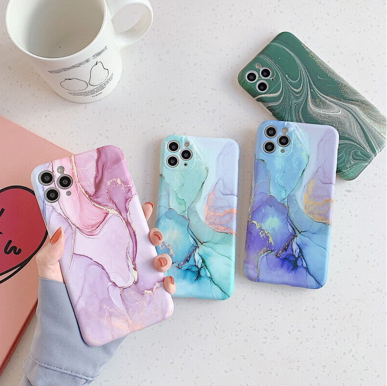 For iPhone 13 12 Pro MAX 11 XS XR 8 7 X Soft Marble Granite Texture Case Cover